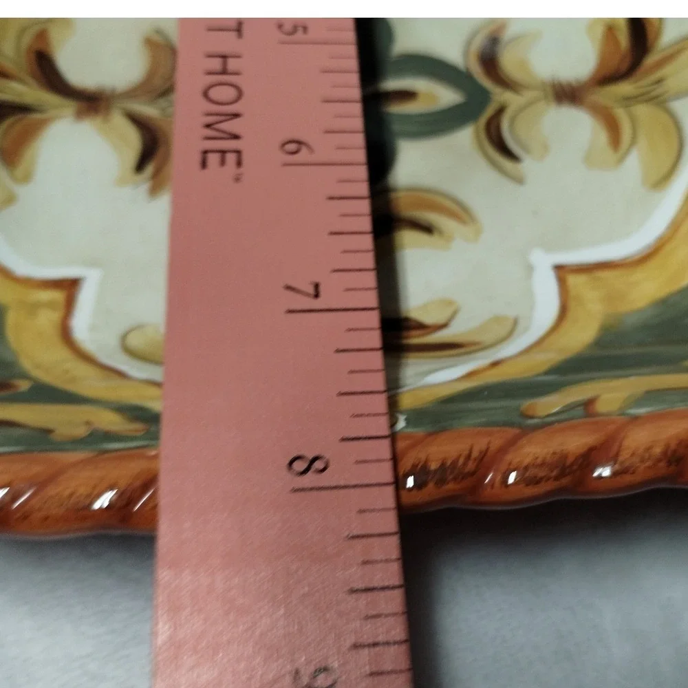 Artimino Siena Tuscan Square Plates Set of 2 Italy‎ Hand Painted Rope Rim